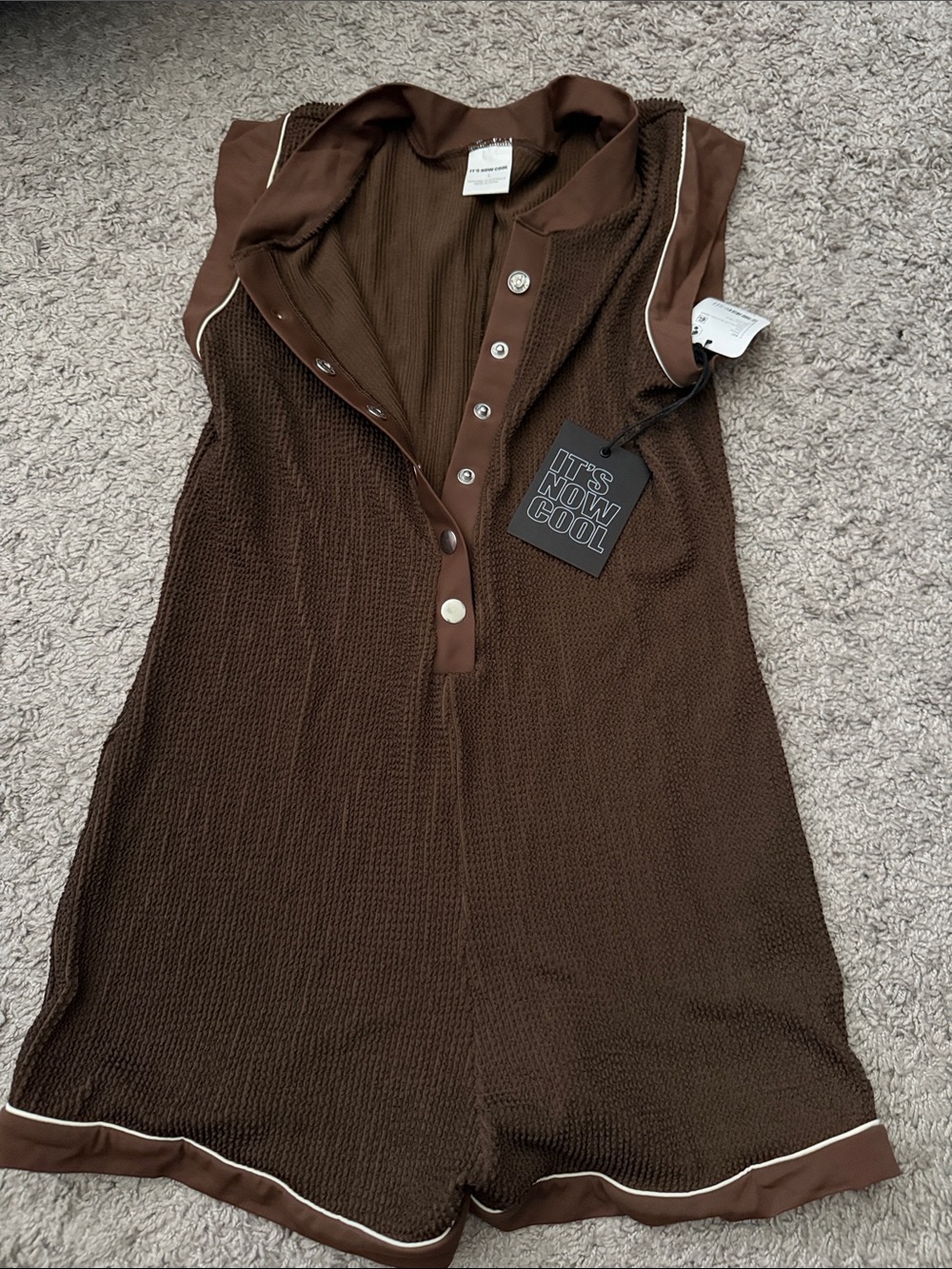 9297. Free People X Its Now Cool Button Up Onesie - Picture 5 of 5